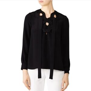 Derek Lam Black Sara Lace Up Silk Blouse 2